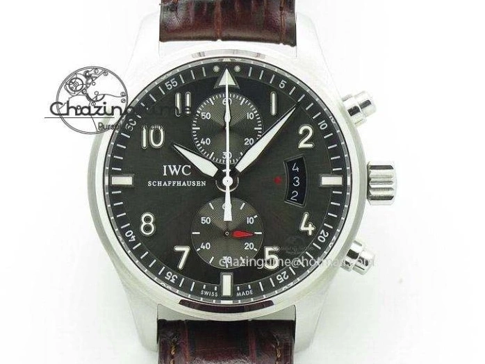 MIROTIME 0303 Original Pilot IW326803 SS MK 1:1 Best Edition Black Dial on Brown Leather Strap MIYOTA 7146